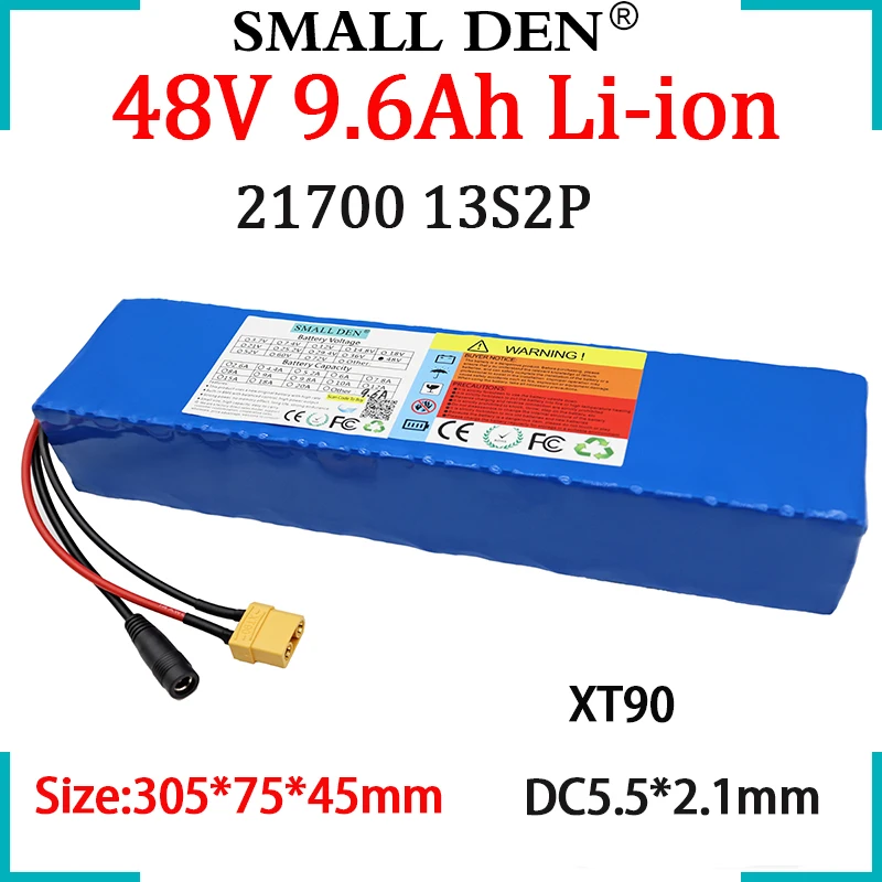

48V 9.6Ah NCR21700-T Li-ion Battery Pack 13S2P 500W-800W For 54.6V Electric bicycle Scooter Ebike Rechargeable Cell Built-in BMS