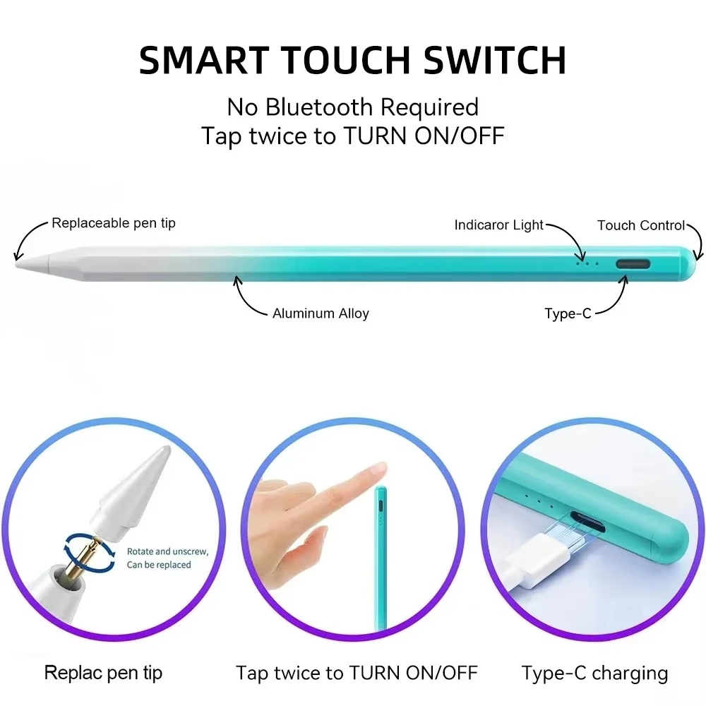 Advanced Stylus Pen with Palm Rejection and Power Display