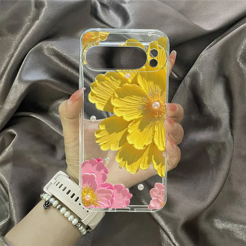 Elegant Floral Oil Painting Design - Transparent Soft Phone Case