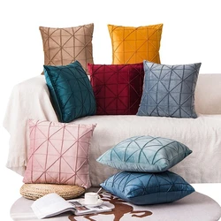 BILEEHOME Soft Velvet Sofa Pillow Cases M-shaped lattice 45*45cm Cushion Covers Throw Pillows Home Decoration Available