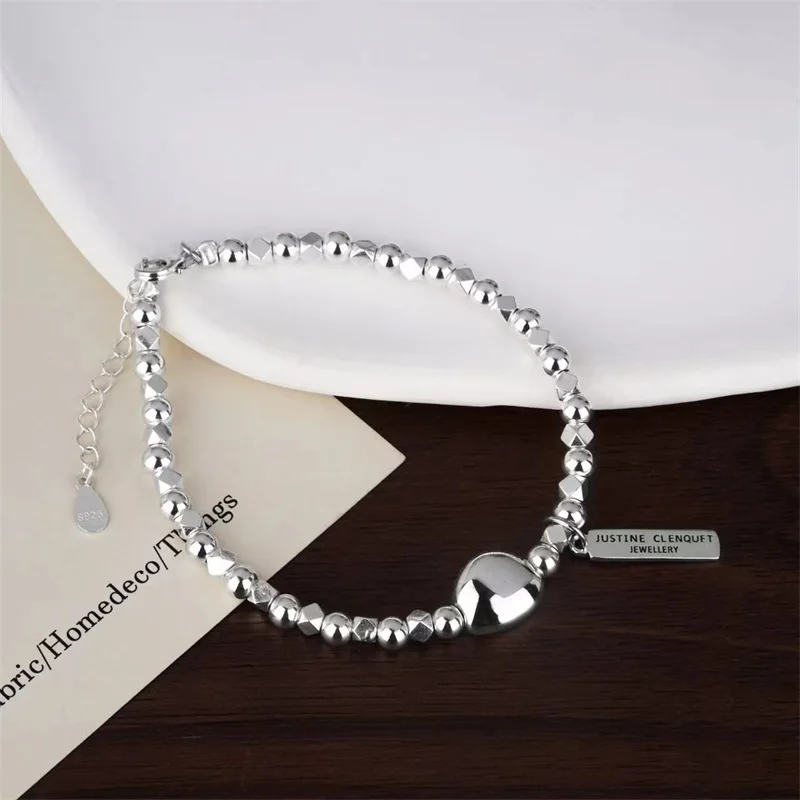 

100% 925 Solid Real Sterling Silver Fashion Beads Chain Bracelet for Women for Teen Girls Lady Gift Women Fine Jewelry Christmas