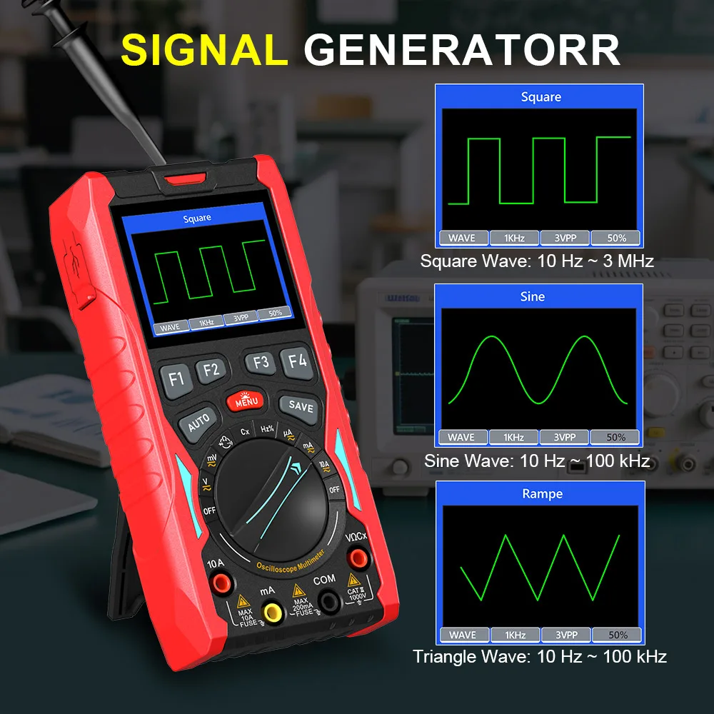 ET853C 2CH Oscilloscope Multimeter Signal Generator 3in1 70MHz Bandwidth 20000 c