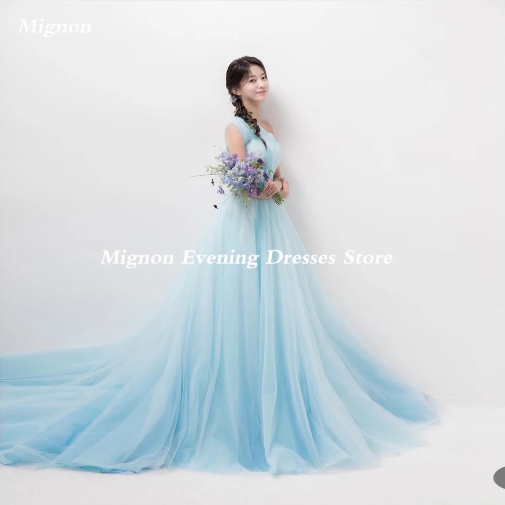 

Mignon Tulle A-line One-shoulder Ruffle Populer Prom Gown Floor-length Formal Elegant Evening Party Dress for Women 2023