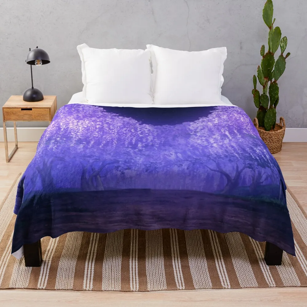 

Wisteria anime lavender purple forest Throw Blanket Hairy Blanket Quilt Blanket