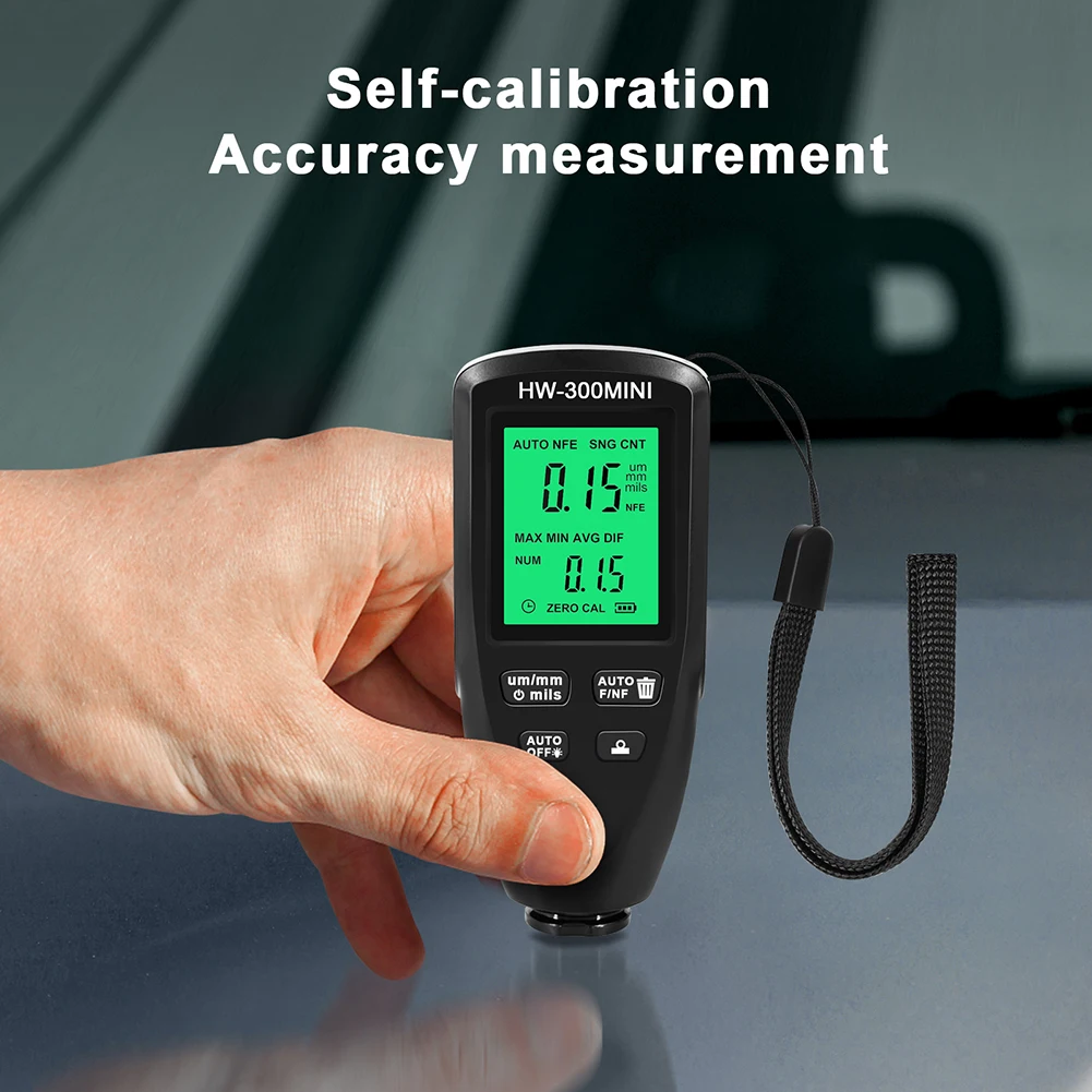 HW-300 Mini Coating Thickness Gauge Tester Auto Paint Check Car Paint Inspection Device Automotive Meter Measuring Tool paint coating meter paint thickness gauge thickness gauge
