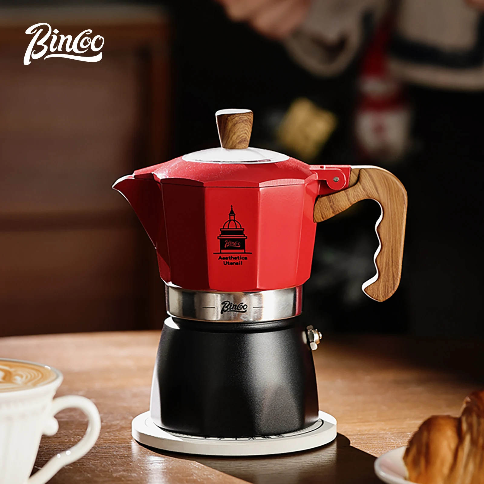 Bincoo Double Valve Moka Pot إسبريسو موكا صمام مزد...