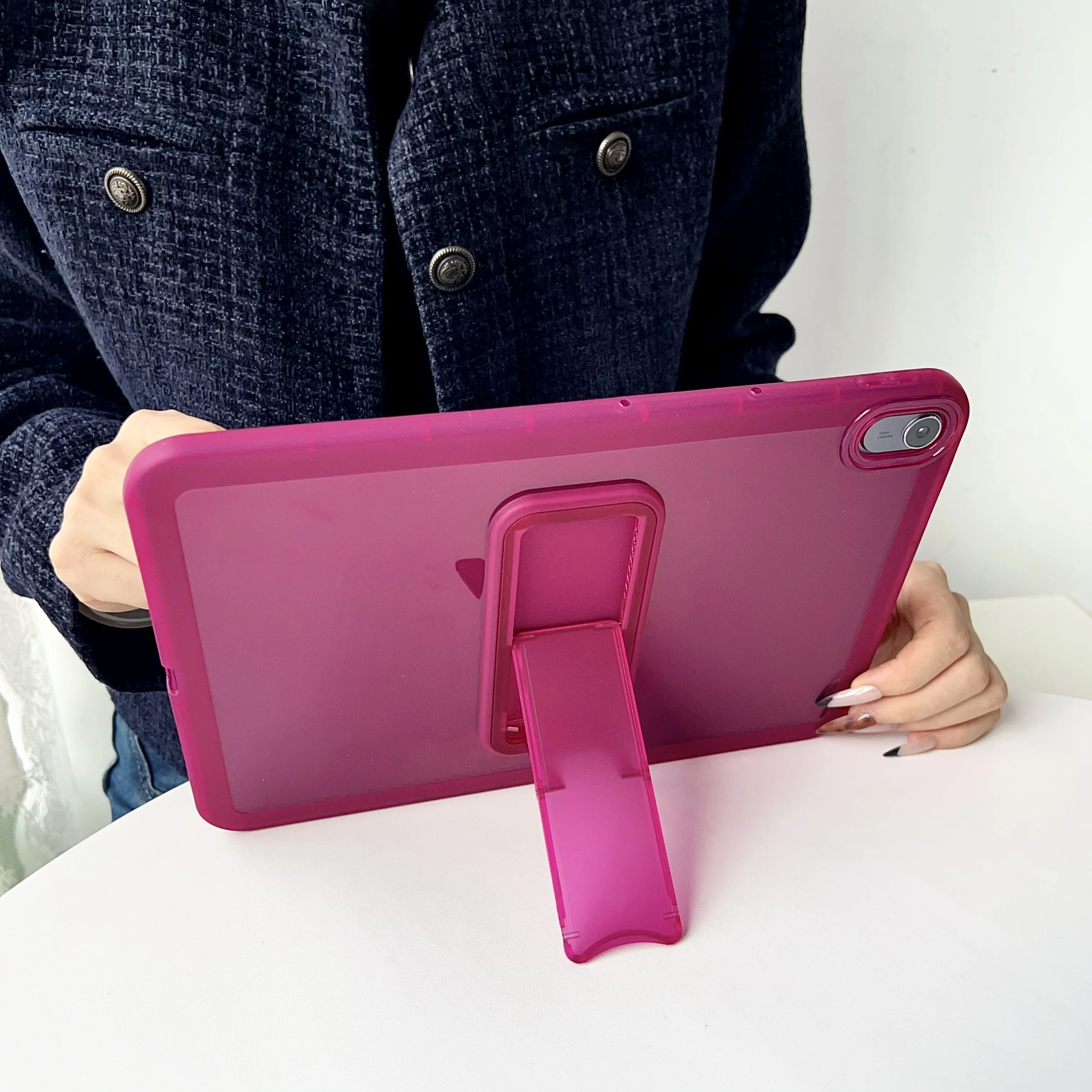 Shockproof Transparent Tablet Cover with Hard PC+TPU Stand