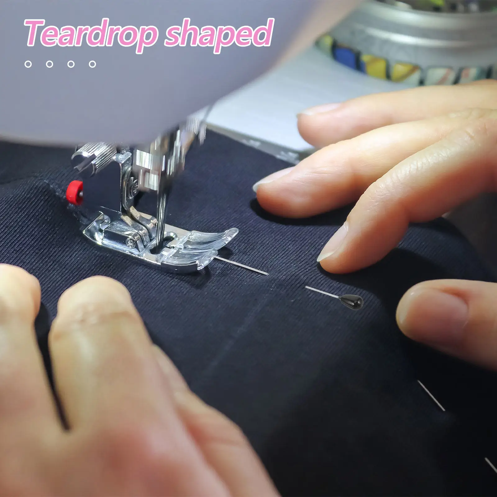 200개 블랙 플라스틱 헤드 눈물 모양 바느질 핀 5x55mm 공예용 포지셔닝 바늘 자수 수리 DIY 꽃다발 퀼팅용