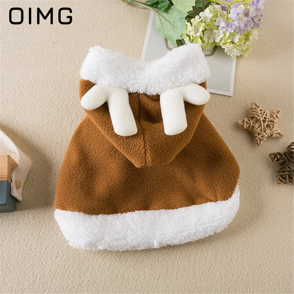 

OIMG Pet Christmas Clothes Spitz Schnauzer Poodle Pomeranian Deer Cloak Deer Horn Cloak Cloak Dog Cat Christmas Attire Elk Cloak