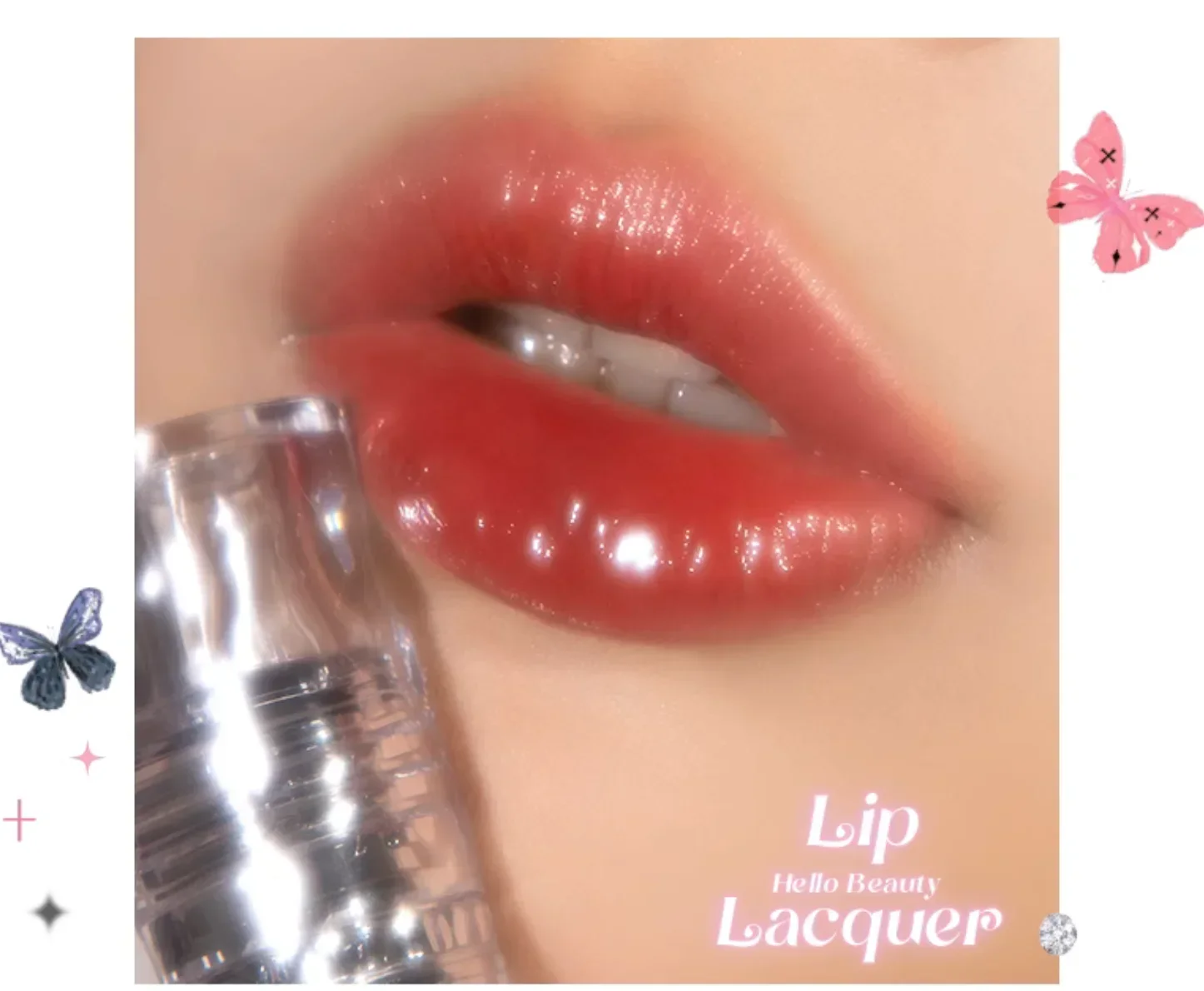 

FLORTTE NEW Butterfiy Lip Lacquer Plumper Gloss Moisturizing No-Sticky Plumping Lip Gloss Lips Makeup