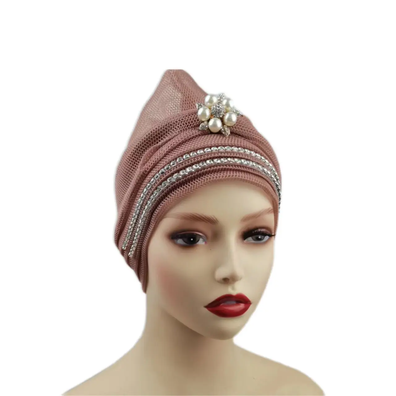 Turbante Rhinestone Glitter para Mulheres, Hijab Bonnet