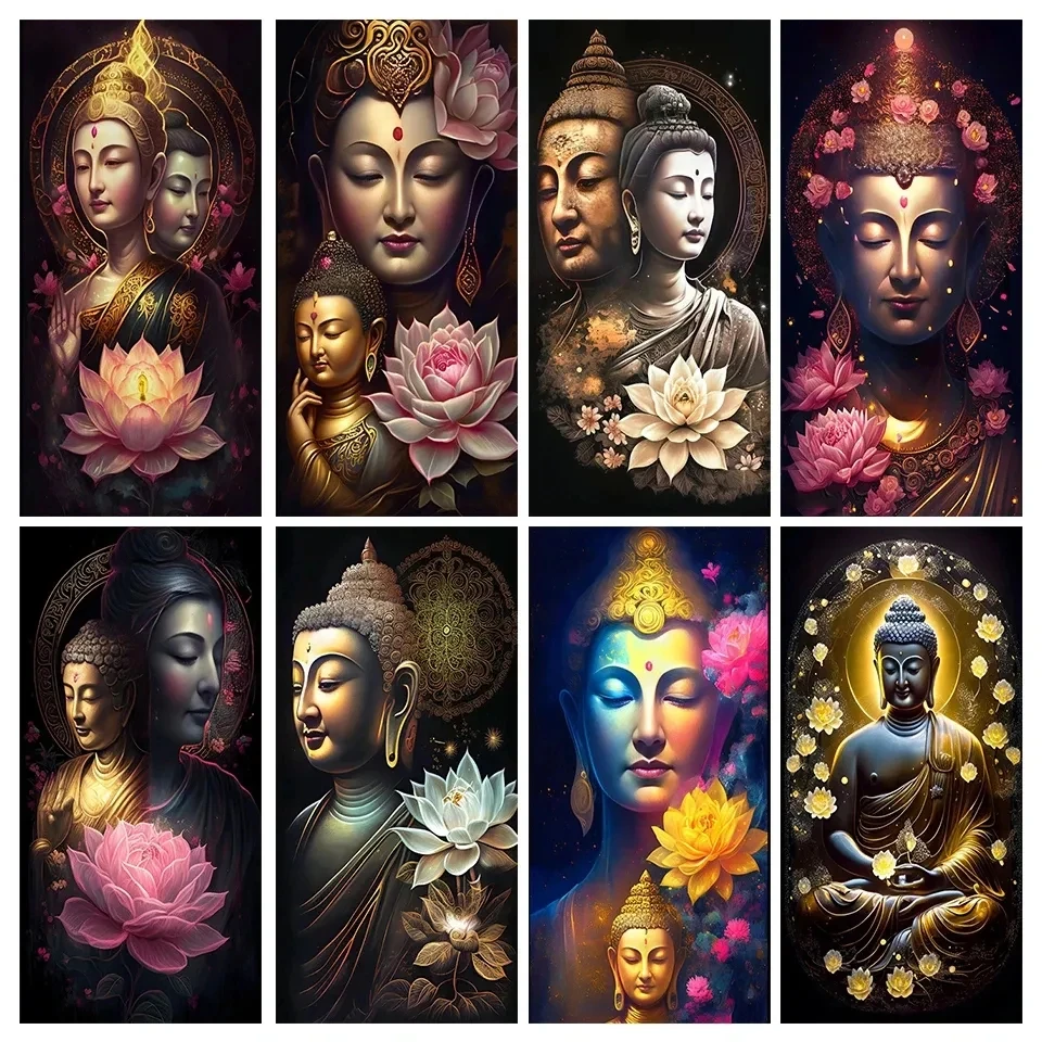 

Large Gold Buddha Lotus Diamond Painting Diy Full Diamond Embroidery Rhinestone Pictures Mosaic Flowers Portrait New
