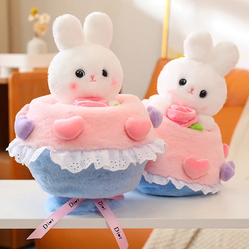 

30CM Cute Rabbit Transforms into a Bouquet Doll Plush Toy Doll Girlfriend Wife Valentine's Day Gift Birthday
