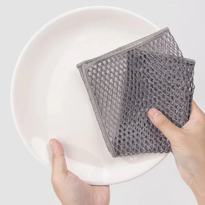 5PCS Mesh Dish Cloth for Washing Dishes Non-stick Oil Stove Scouring Pad Quick Dry Gas Stove Cleaning