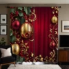 2pcs HD Christmas drop ball Holly berry decorative curtain Red green tie digital printed curtain Home decoration style decora 5