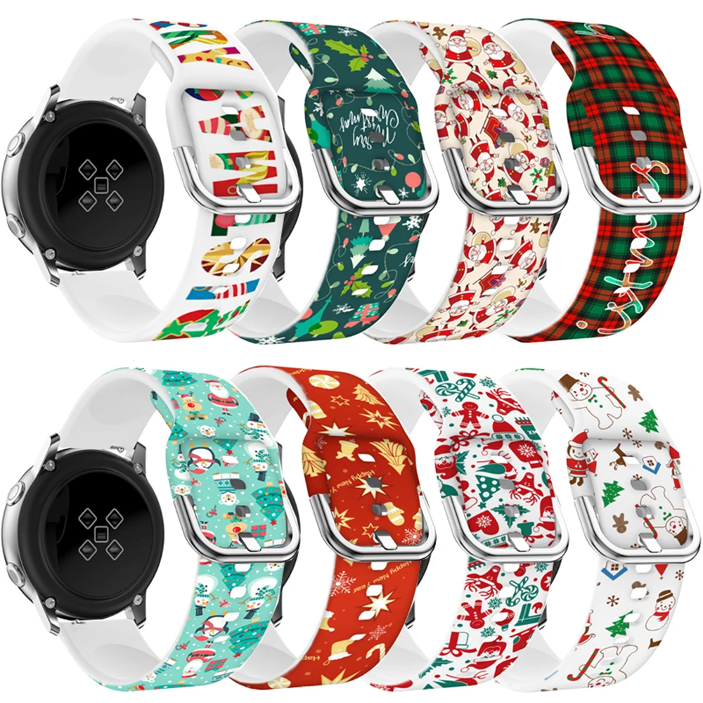 

Christmas Band For Samsung Galaxy Watch 6/4/classic/5/pro/Active 2 20mm/22mm silicone sport Bracelet huawei GT-4-2e-3-Pro strap