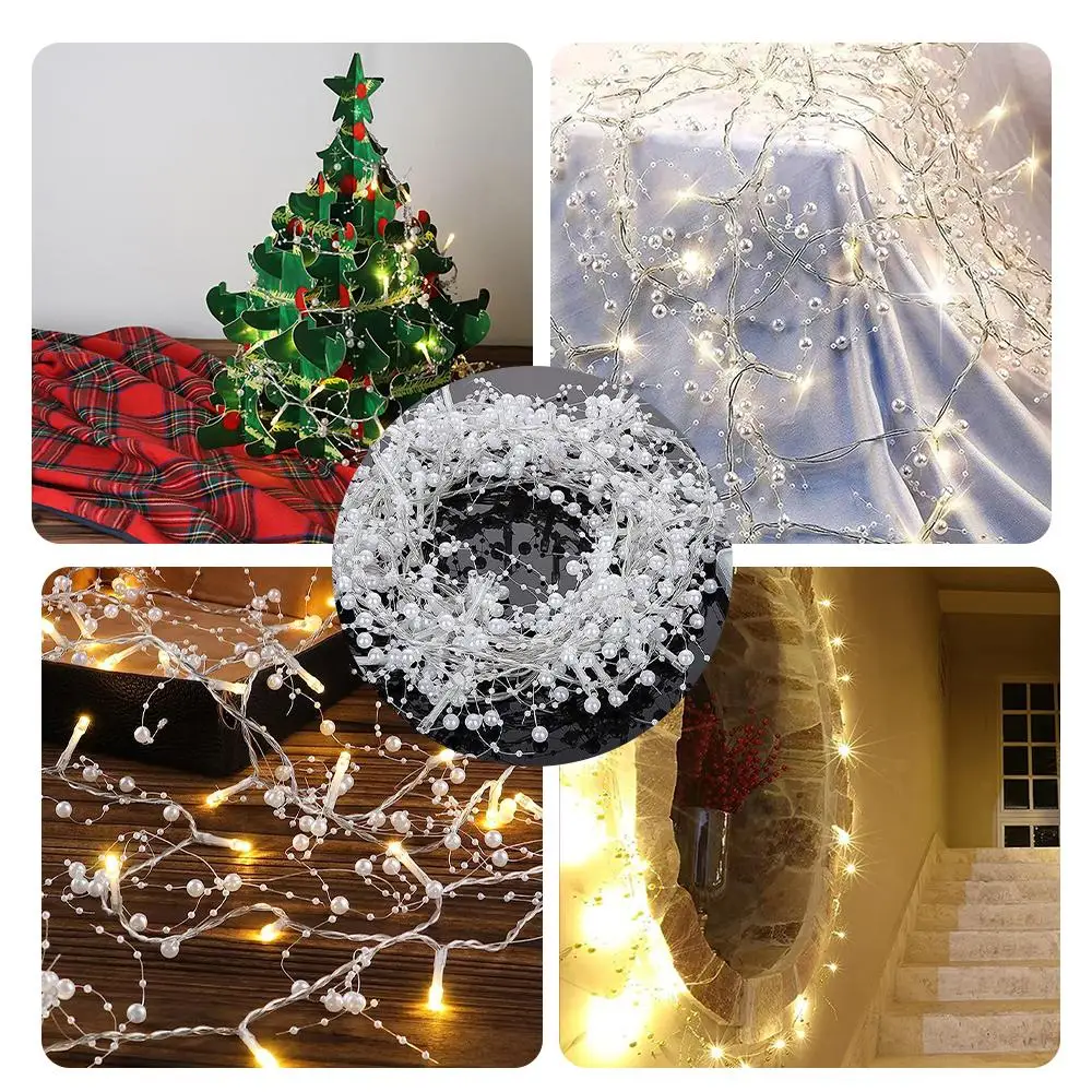 

1.5m Fairy Light Pearl Led String Lights Wedding Decoration Christmas Festoon Holiday Lights Curtain Garland Fairy Bead Cha N9j5