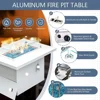 7 Piece Patio Furniture Aluminum Fire Pit Conversation Set with 29'' Large Depth Seat Outdoor Modern Luxury Sofa Set (White) 3