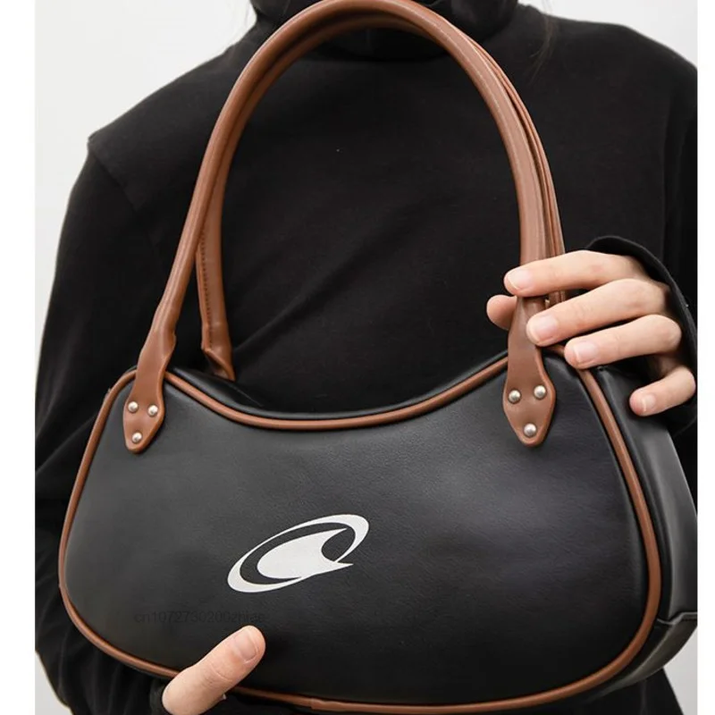 Classic Brown Black Underarm Bag Y2k Pu Leather Shoulder Bags For Women Vintage Casual Messenger Bags Female Tote Bags 2023 New