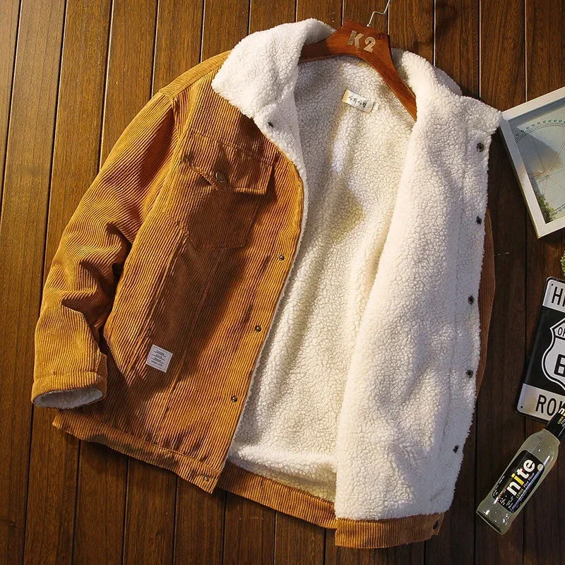 

2023 Autumn and Winter New Fashion Trend Lamb Cashmere Coat Men's Casual Loose Comfortable Thick Warm Large Size Jacket M-5XL