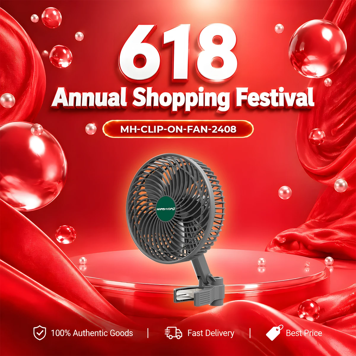 Mars Hydro-ventilador con Clip de 6 ", ventilador con oscilación automática, ventilador de tienda de cultivo ajustable, Motor EC, 5 aspas, 10 velocidades para habitación