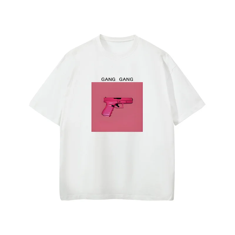 GANG GANG GANG 프린트 티셔츠 여성용, 여름 캐주얼 라운드넥 티, 빈티지 스트리트 스타일, 하라주쿠 의류 티