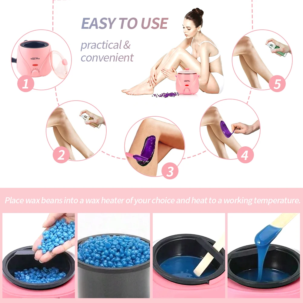 Premium Waxing Hot Melt Hard Wax Warmer for Hair Removal Sticks for Full Body Quick Heating wax Melt Warmer Hair Removal Easy 5