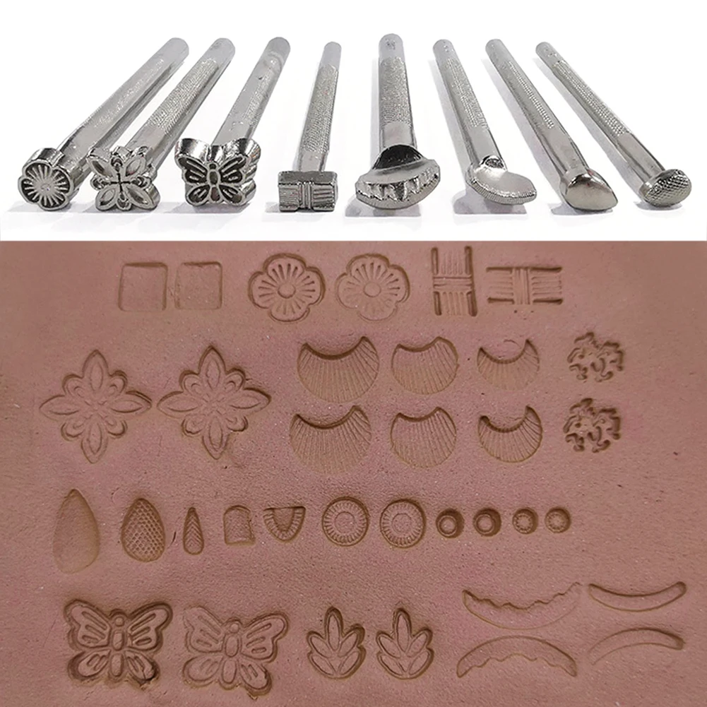Pottery Stamps DIY Modeling Stick Acupressure Texture Creasing Indentation Sharp Pottery Clay Carving Stainless Steel Tools 1PC