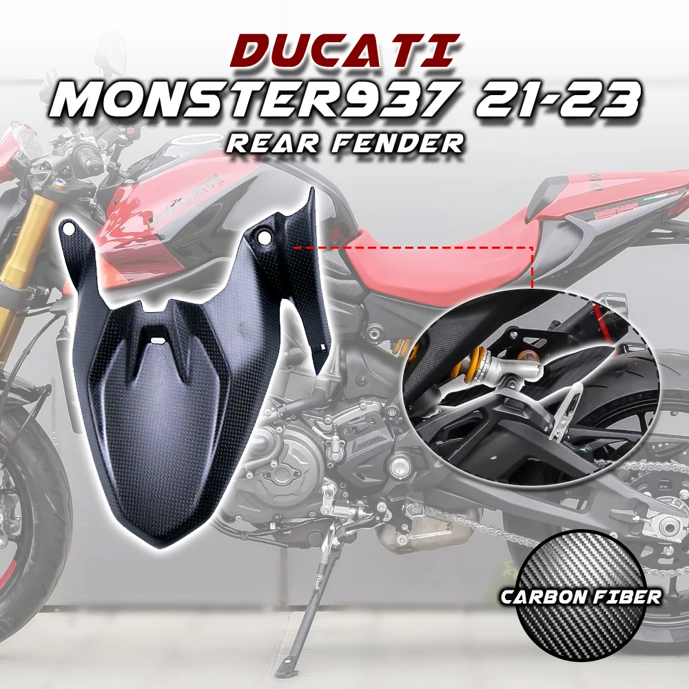 

For Ducati Monster 937 2017 2019 2020 2021 2022 2023 100% 3K Dry Carbon Fiber Motorcycle Modified Rear Fender HUGGER MUDGUARD