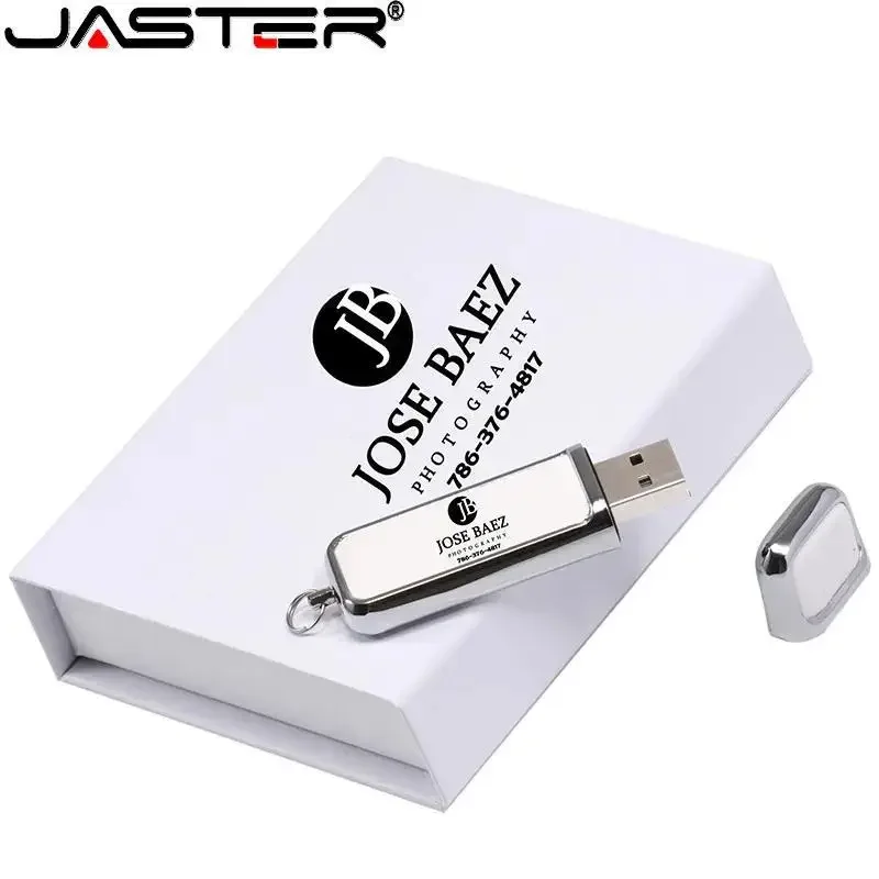 Jaster Pendrive de Couro Branco Usb 2.0 4gb 8gb 16gb 32gb 64gb 128gb com Caixa Preta Logotipo Personalizado