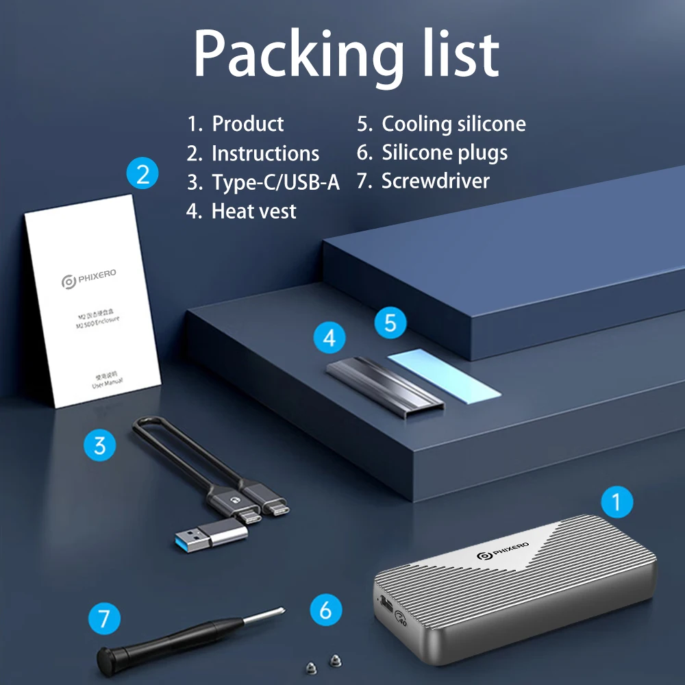 PHIXERO 40Gbps USB 4.0 Thunderbolt 3/4 SSD Case Hard Driver M.2 NVMe PCIE Enclosure Compatible With USB 4/3.2/3.1/3.0/ For Mac
