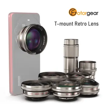 Fotorgear Obiettivo per telefono retrò con attacco a T 8mm, 16mm, 45mm/75mm Macro, 60mm, 1.55x Obiettivo anamorfico per iPhone VIVO Xiaomi 14/15 Ultra