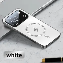 Enhanced Magnetic Camera Lens Protection Case with Matte Frosted Back Cover for Honor 600 Pro (White)