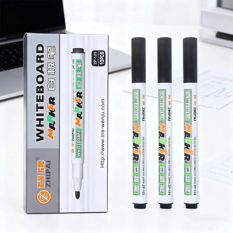 학생 사무실 블랙 컬러 화이트보드 마커 10개 세트 교실 용품용 지울 수 있는 마커 펜 드라이 이레이즈 마커 문구류
