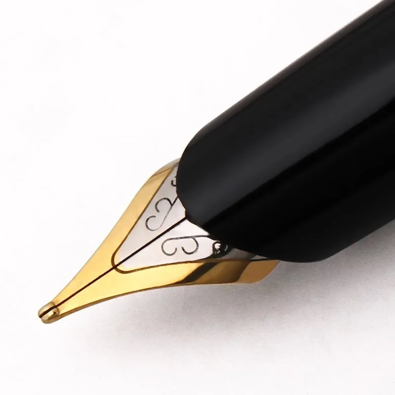 HERO 3801 Black Gold Clip Fountain Pen Retro Ink Pen Finance Nib Fine 0.5mm Business Office School Supplies Stationery