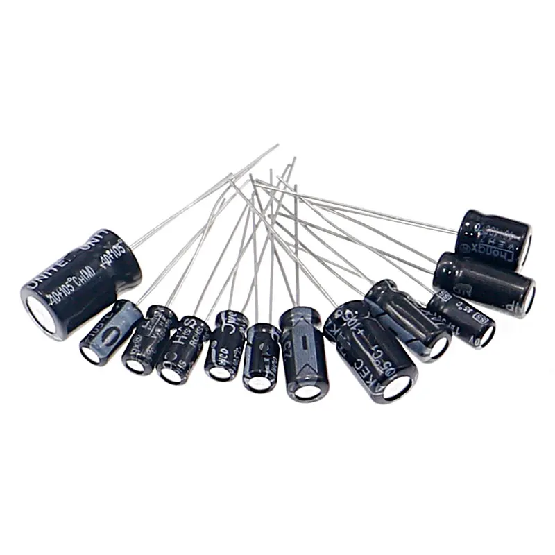 120pcs 12 Value 1uF~470uF Electrolytic Capacitors Assortment Kit 16V 25V 50V 1UF 2.2UF 3.3UF 4.7UF 10UF 22UF electrolytic capacitor aluminum electrolytic capacitor