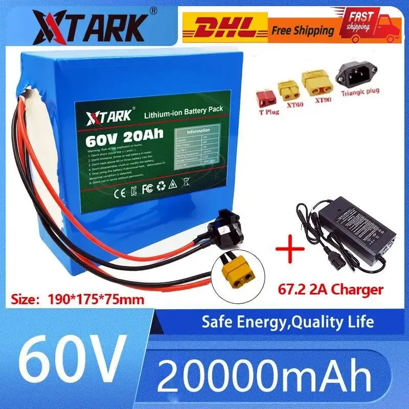 21700 16 S4P 60V 20Ah Pacco Batteria Ebike Per Bici Elettrica Scooter Elettrico Bicicletta 60V Xt60 Spina Batterie Al Litio Di Ricambio