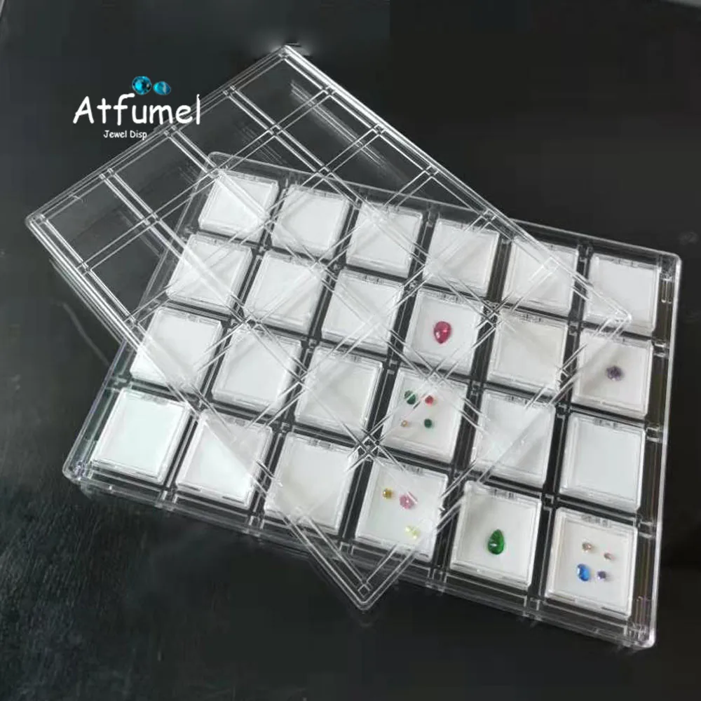 24PcsGemstoneJewelryDisplayStorageBoxLooseDiamondHolder