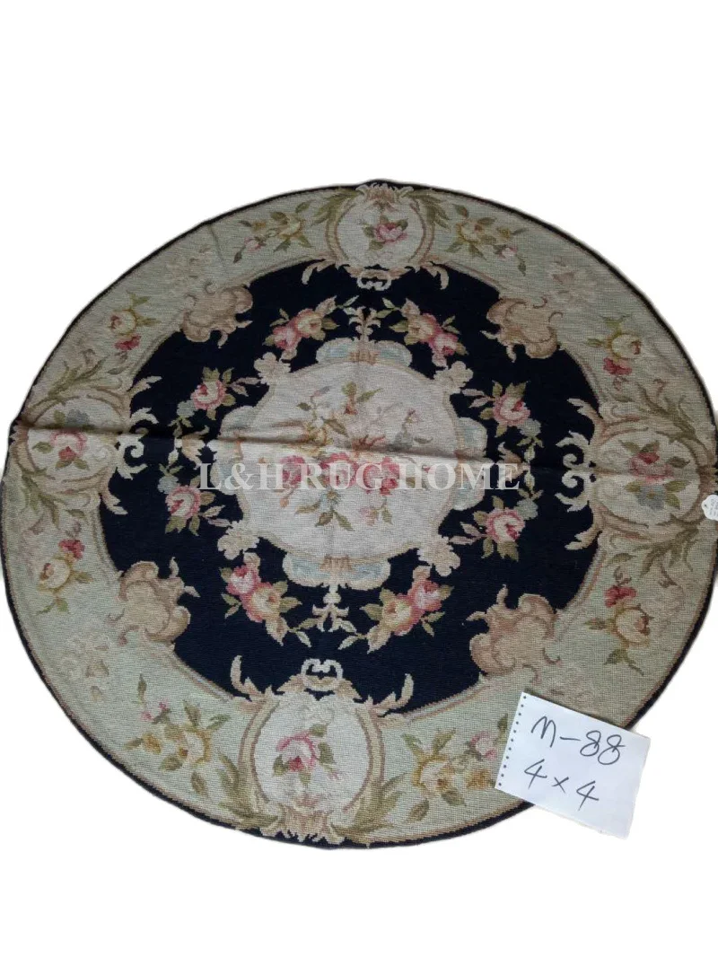 

Free shipping 4'x4' Round Handmade Rug 100% Wool handmade Needlepoint Area Rug Dia 120cm