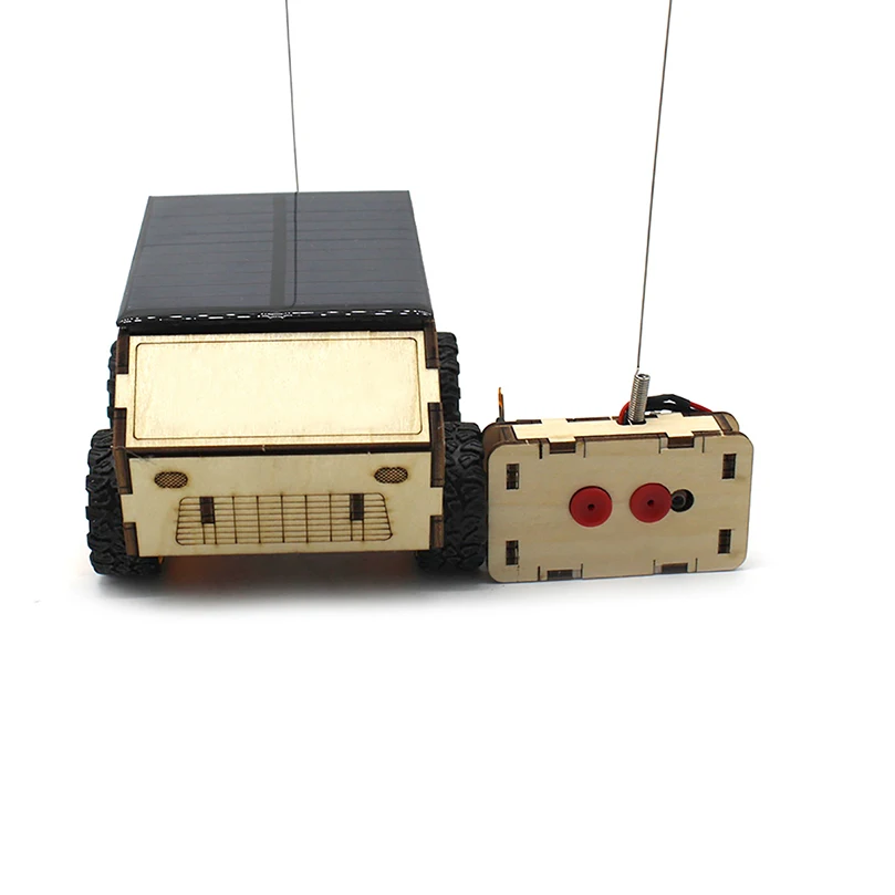 DIY Wooden Mini Solar Wireless Remote Control Car Model Educational Toy Science Experiment Material For STEAM Technology Toys