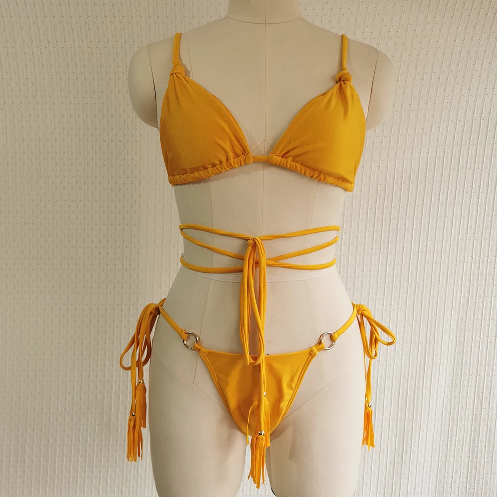 Female Swimsuit Bathing Suits Bikini Set Beach Club Holiday Beach Brazilian Bikini Sexy Tassels Two Piece Womens