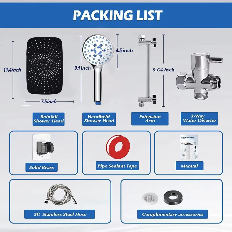 Bathroom Shower Faucets Set High-pressure Water-saving Shower Set Adjustable Luxury Rain System Concealed Top Spray Mixer