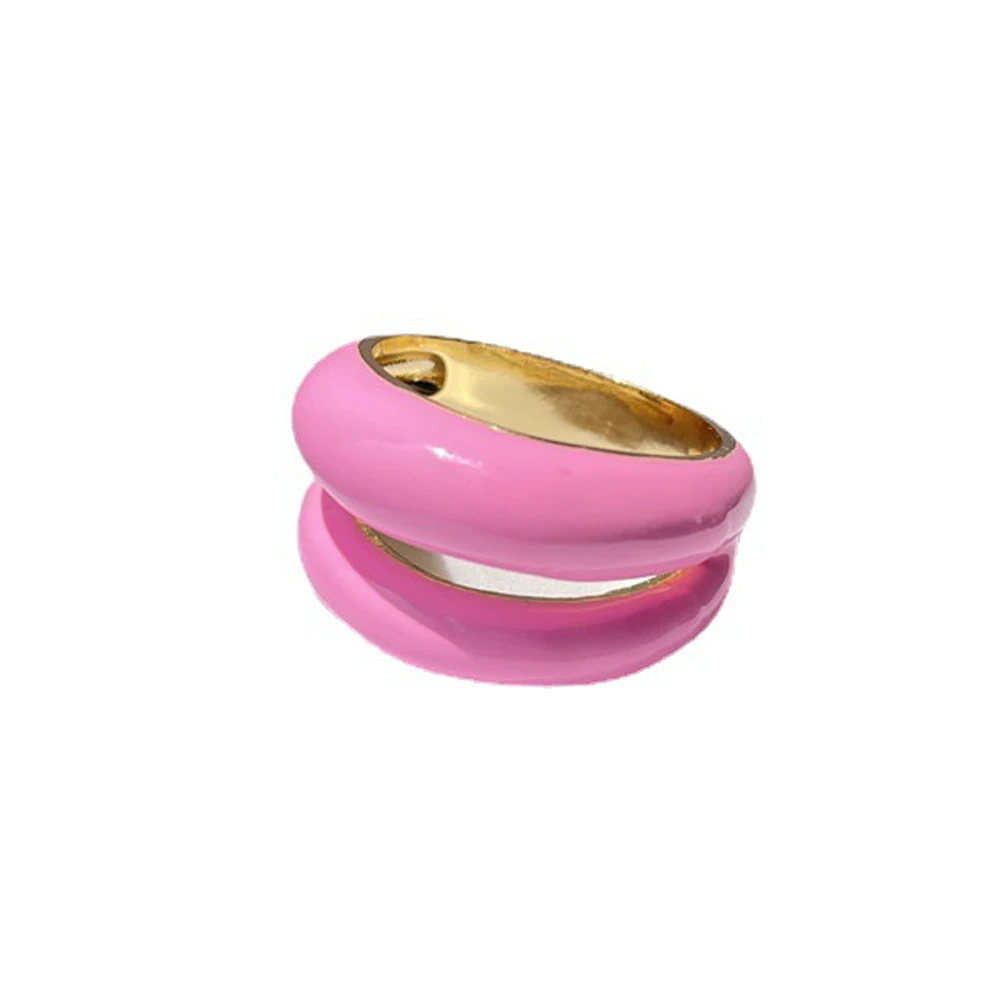 TAAICIU Baby Pink Ring Y2K Trendy Girl Ring Alloy Gilded Thick Finger Ring Fashion Jewelry