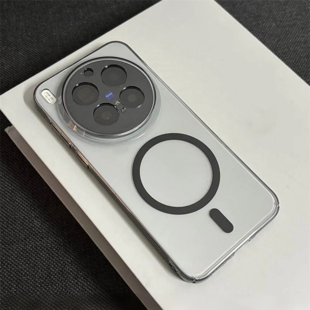 Luxury HD Clear Magnetic Phone Case with Shockproof Bumper Cover and Wireless Charging Compatibility