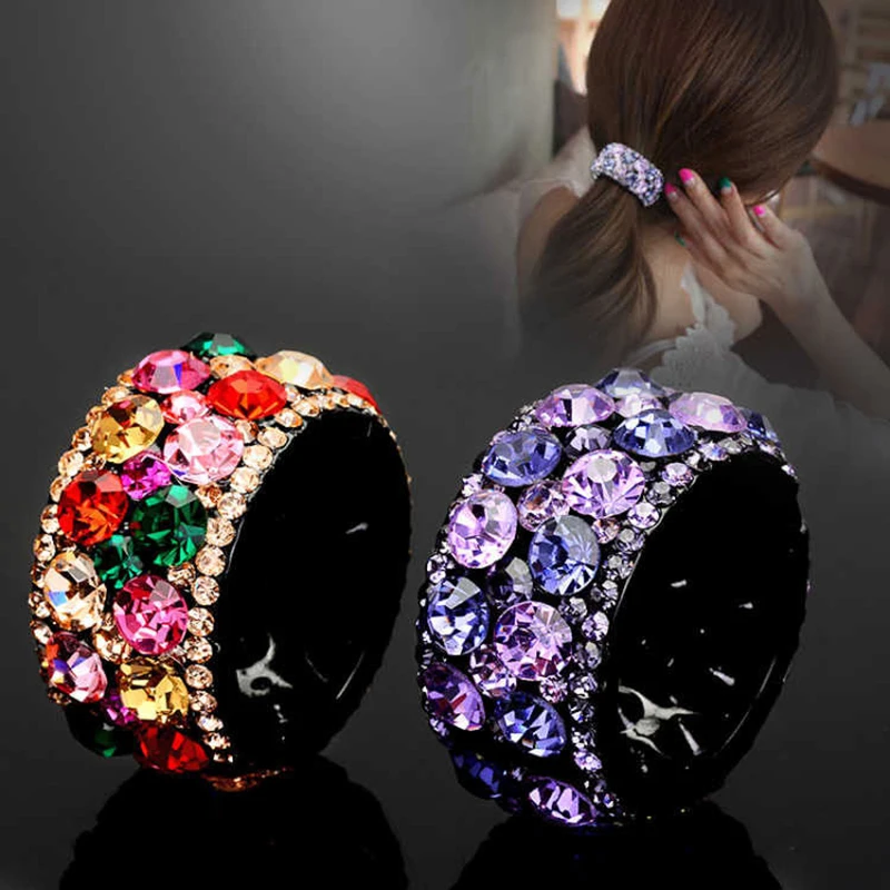 Rhinestone Hair Claws Colorful Shimmer Clips Hairpins Ponytail Bun Headband Shiny Crystal Hair Accessories Hair Clips Bun