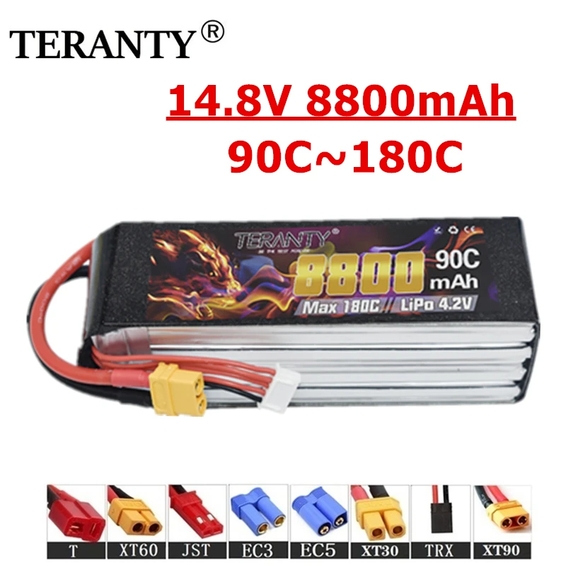 

TERANTY 4S 14.8V 8800mAh 90C/180C Lipo Battery For UAV RC Helicopter FPV Car Boat Airplane Parts With XT90/XT60 Plug