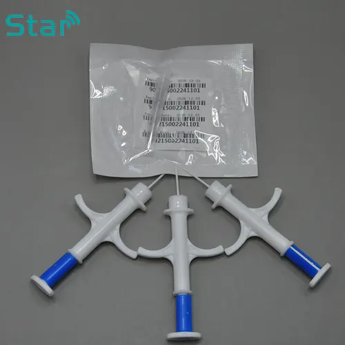 (에서 선박 us) 100 개/몫 마이크로 칩 주사기 칩 바늘 FDX-B 애완 동물 ID 태그 1.4 KHz 동물 인젝터 매칭 재활용 플라스틱 인젝터 2