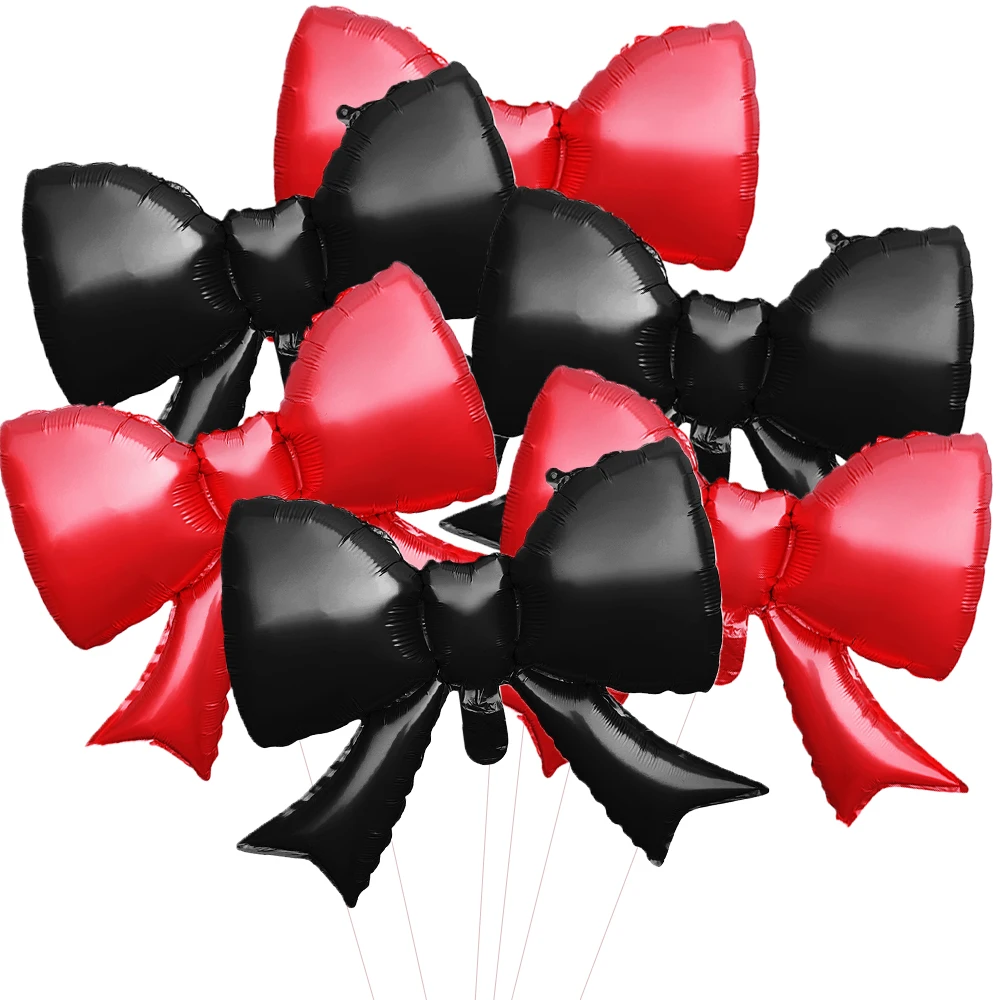 Set of 6 Elegant Baby Pink Bow Balloon Decorations for Bridal Showers and Girl's Parties