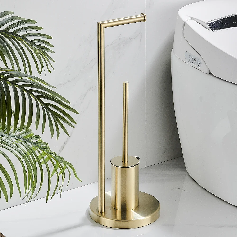 Floor Standing Toilet Paper Holder 304 Stainless Steel Integrated Toilet Brush Holder Cleaning Tools Bathroom Accessories bathroom accessories toilet brush holder