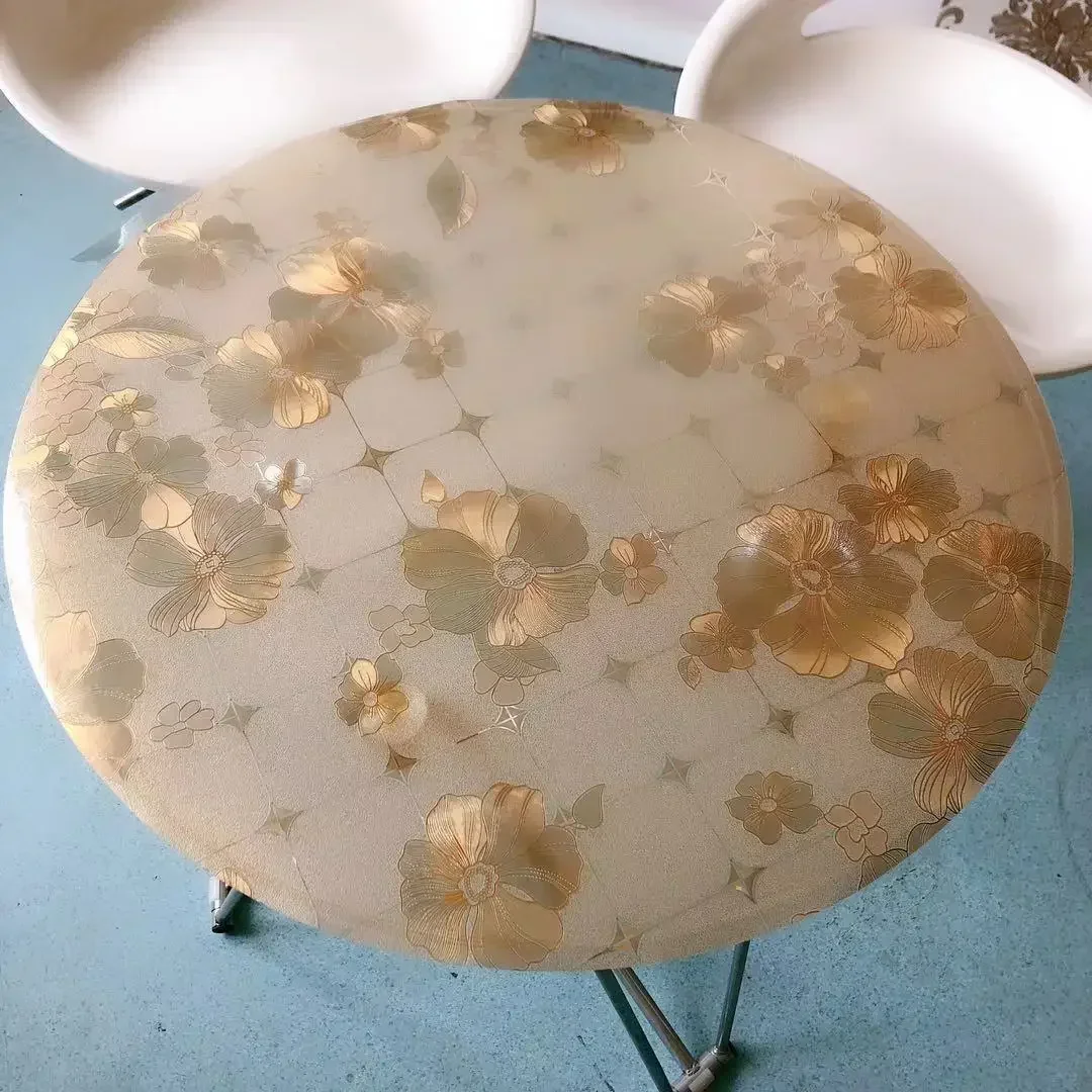 

Glass Hotel domestic waterproof,Circular tablecloth Transparent Soft oil-proof, non-scald wash blue